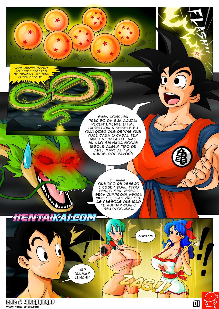 Goku pegando Bulma e Lunch pra meter bem gostoso